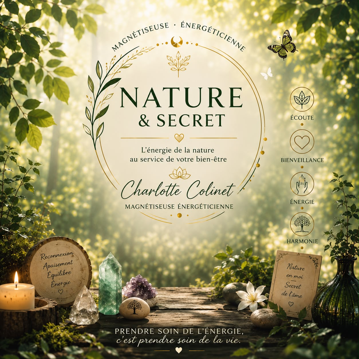 Nature & Secret — Charlotte Colinet, magnétiseuse énergéticienne : écoute, bienveillance, énergie, harmonie